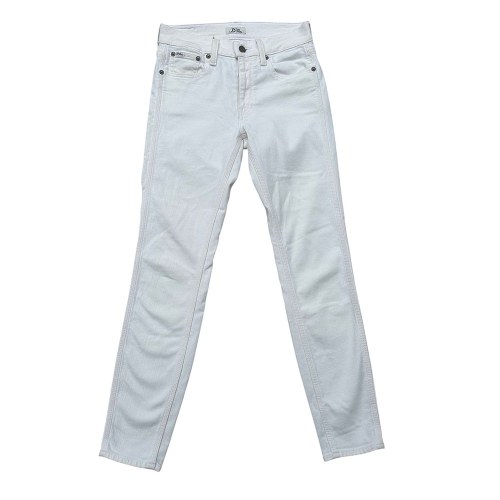 Polo Ralph Lauren Womens White Skinny Jeans Cotton Stretch Denim Pants